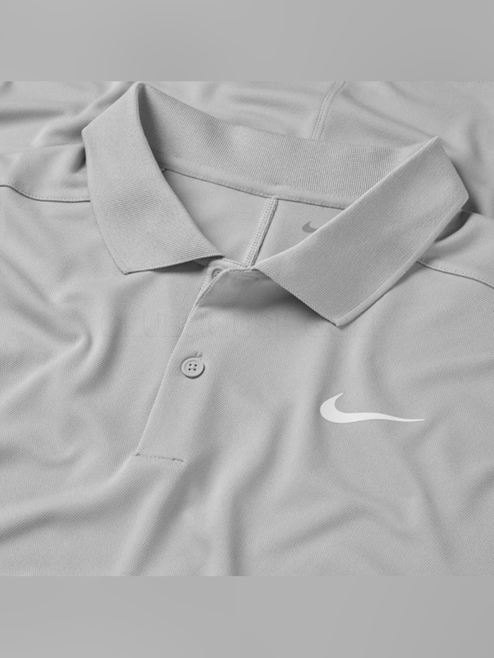 Nike Dri-fit Light Gray Performance Golf Polo Shirt with White Swoosh Men’s S